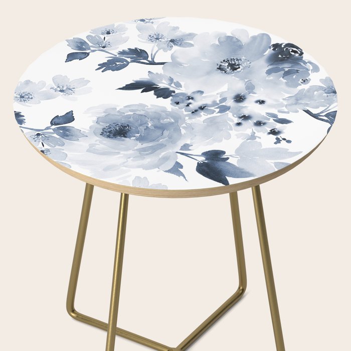 Floral Kingdom Watercolor Navy Blue Painting Of Flowers Peony Side Table Gallery Image 2