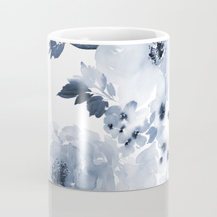 Floral Kingdom Watercolor Navy Blue Painting Of Flowers Peony Coffee Mug Gallery Image 4