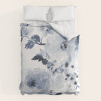 Floral Kingdom Watercolor Navy Blue Painting Of Flowers Peony Comforter Gallery Image 6