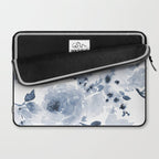 Floral Kingdom Watercolor Navy Blue Painting Of Flowers Peony Laptop Sleeve Gallery Image 2