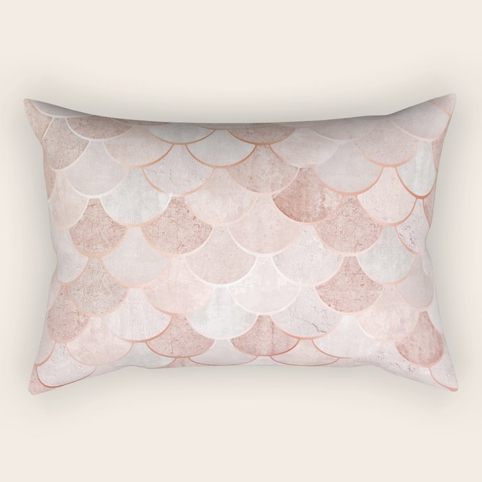Mermaid Pattern, Pink Aesthetic Rectangular Pillow Gallery Image 1