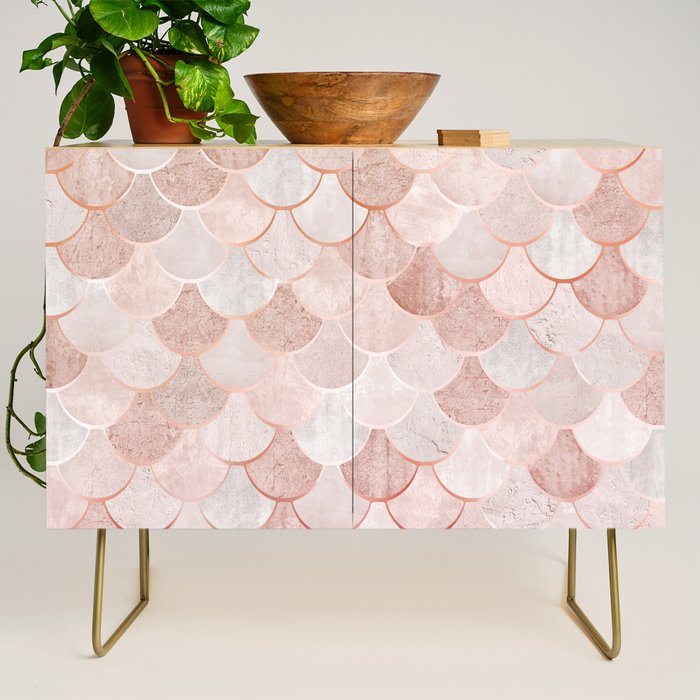 Mermaid Pattern, Pink Aesthetic Credenza Gallery Image 1