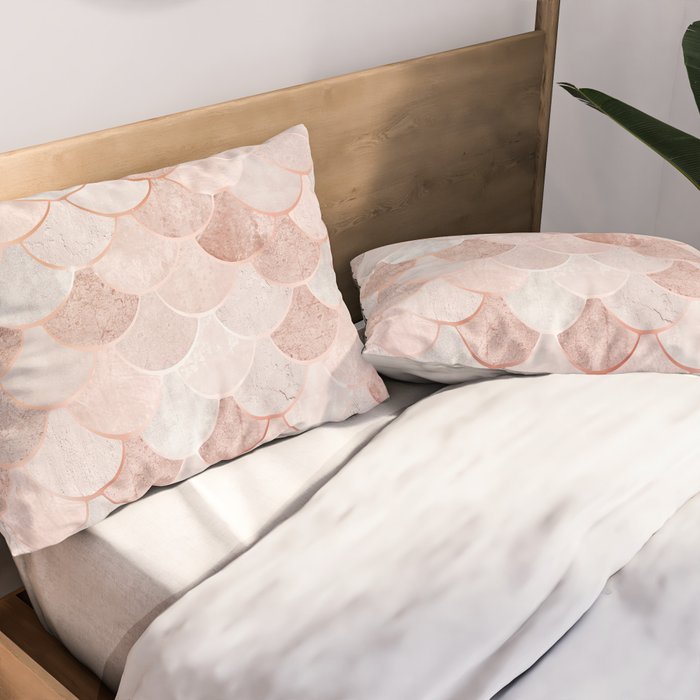 Mermaid Pattern, Pink Aesthetic Pillow Sham Gallery Image 2
