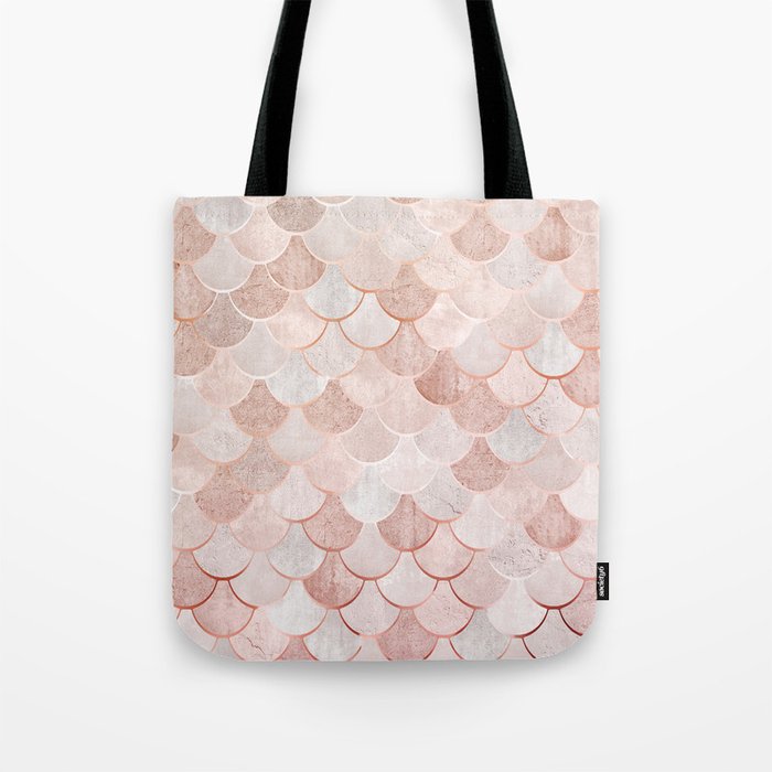 Mermaid Pattern, Pink Aesthetic Tote Bag Gallery Image 1