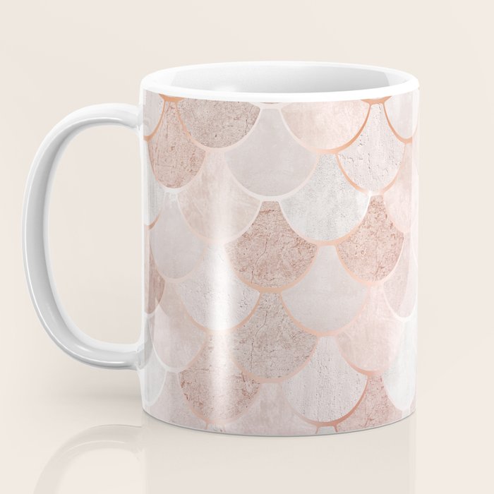 Mermaid Pattern, Pink Aesthetic Coffee Mug Gallery Image 3