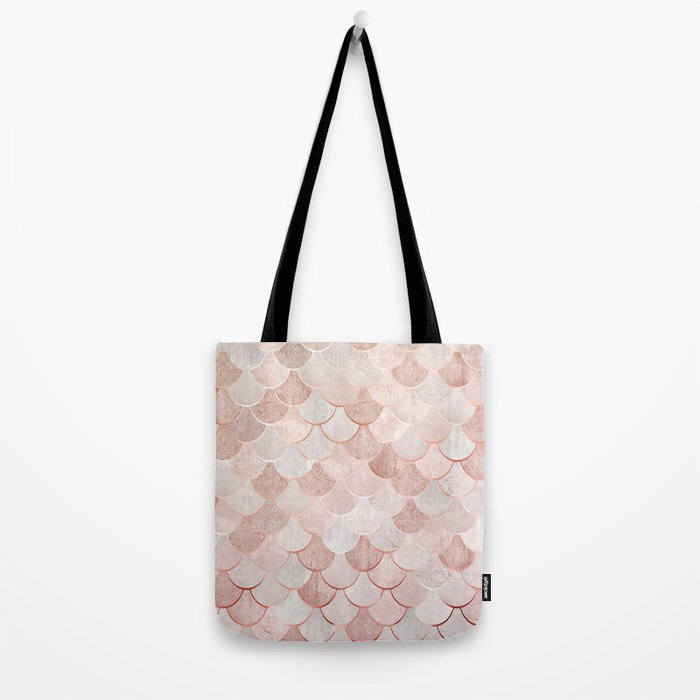 Mermaid Pattern, Pink Aesthetic Tote Bag Gallery Image 2