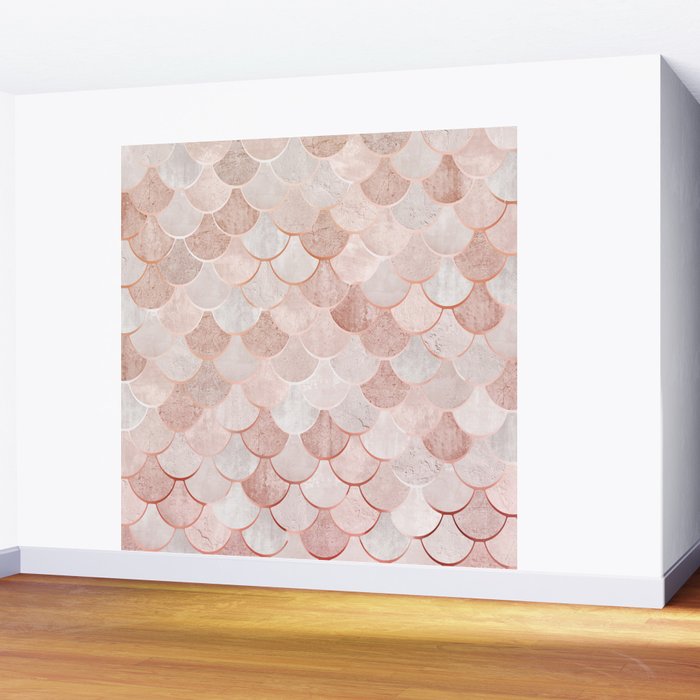 Mermaid Pattern, Pink Aesthetic Wall Mural Gallery Image 2