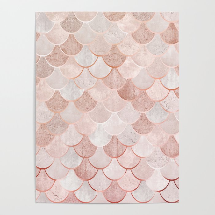 Mermaid Pattern, Pink Aesthetic Poster Gallery Image 1