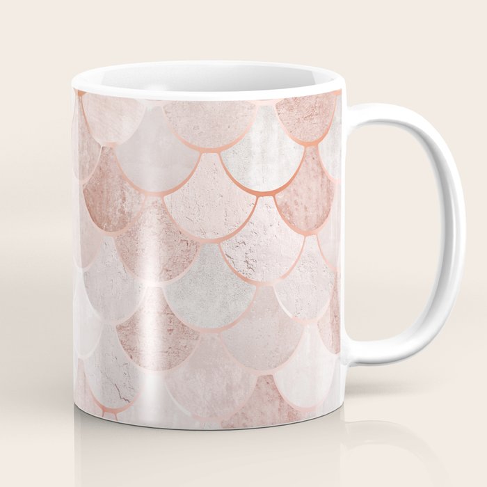 Mermaid Pattern, Pink Aesthetic Coffee Mug Gallery Image 1
