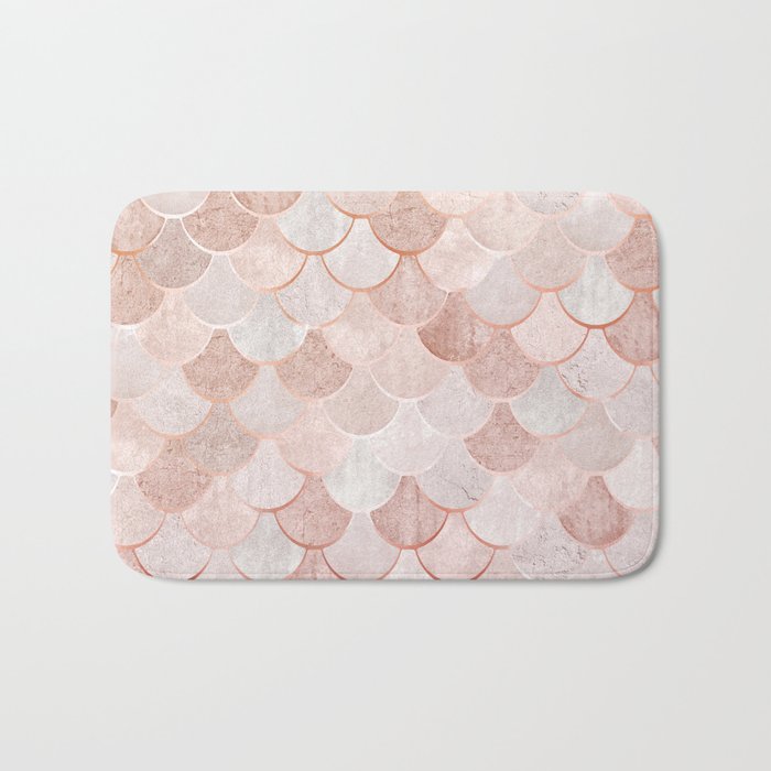 Mermaid Pattern, Pink Aesthetic Bath Mat Gallery Image 1