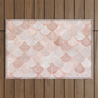 Mermaid Pattern, Pink Aesthetic Outdoor Rug Gallery Image 1