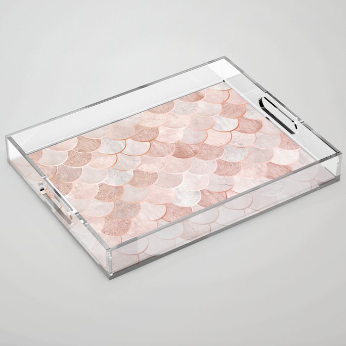 Mermaid Pattern, Pink Aesthetic Acrylic Tray Gallery Image 1
