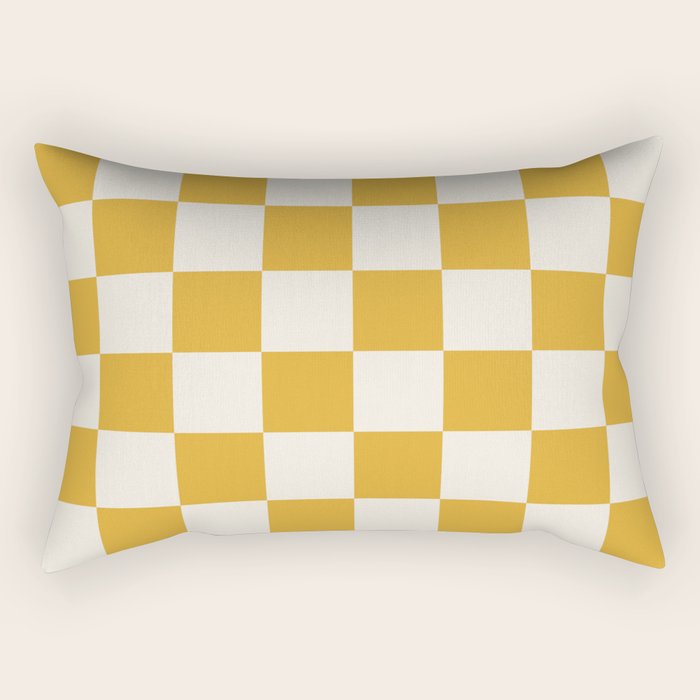 Checkered (Yellow Cream) Rectangular Pillow Gallery Image 2