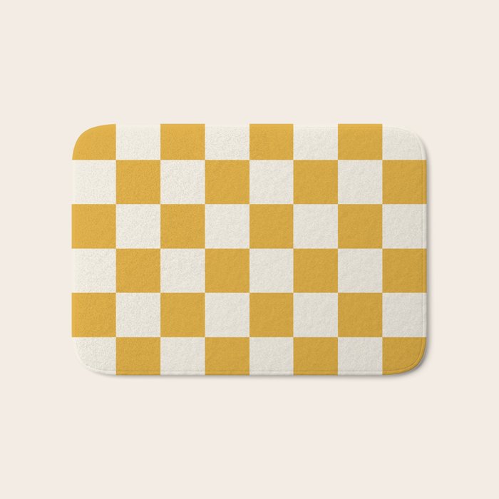 Checkered (Yellow Cream) Bath Mat Gallery Image 1