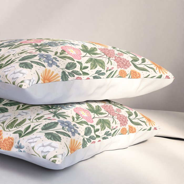 Flowers of the Meadow - beige Pillow Sham Gallery Image 3