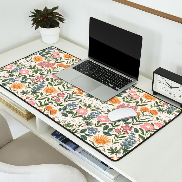 Flowers of the Meadow - beige Desk Mat Gallery Image 2