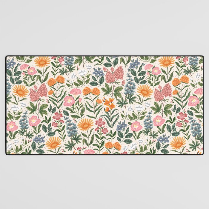 Flowers of the Meadow - beige Desk Mat Gallery Image 3