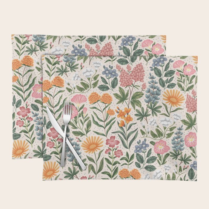 Flowers of the Meadow - beige Placemat Gallery Image 1