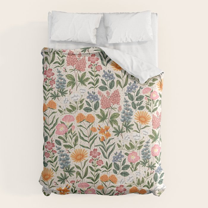 Flowers of the Meadow - beige Comforter Gallery Image 6