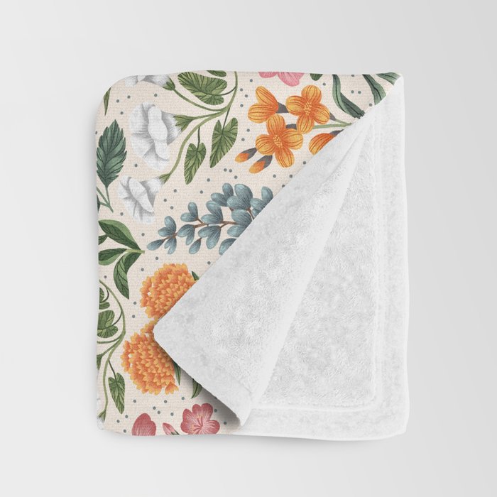 Flowers of the Meadow - beige Throw Blanket Gallery Image 3