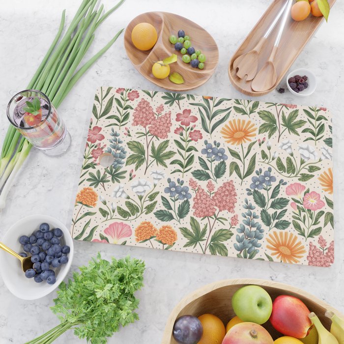 Flowers of the Meadow - beige Cutting Board Gallery Image 2