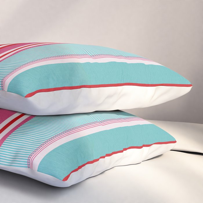 Bold Color Play Pink And Turquoise Stripes Pillow Sham Gallery Image 3