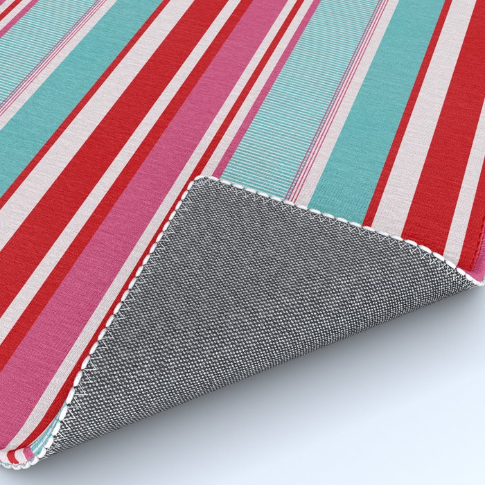 Bold Color Play Pink And Turquoise Stripes Rug Gallery Image 4