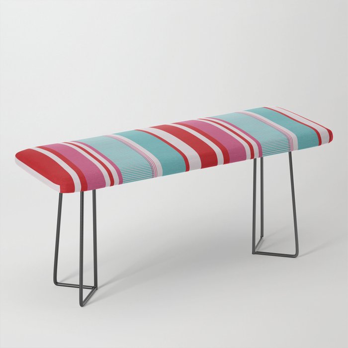 Bold Color Play Pink And Turquoise Stripes Bench Gallery Image 1