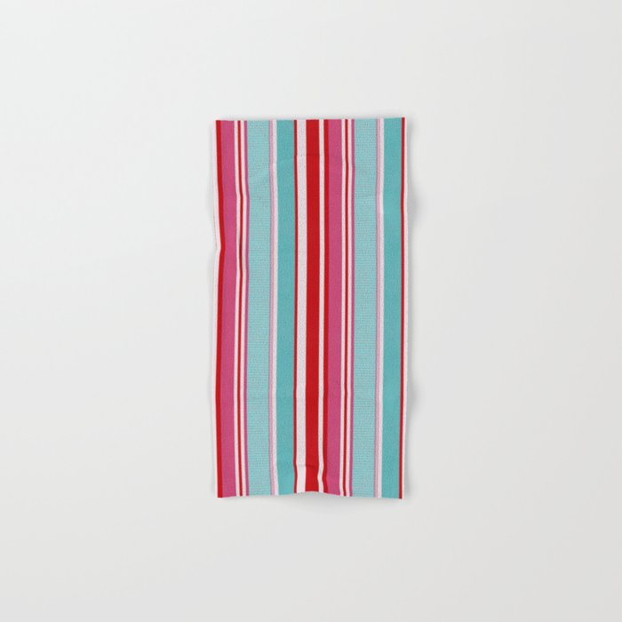 Bold Color Play Pink And Turquoise Stripes Bath Towel Gallery Image 1