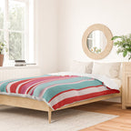 Bold Color Play Pink And Turquoise Stripes Duvet Cover Gallery Image 2