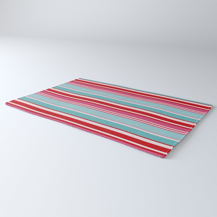 Bold Color Play Pink And Turquoise Stripes Rug Gallery Image 3