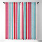 Bold Color Play Pink And Turquoise Stripes Window Curtain Gallery Image 5