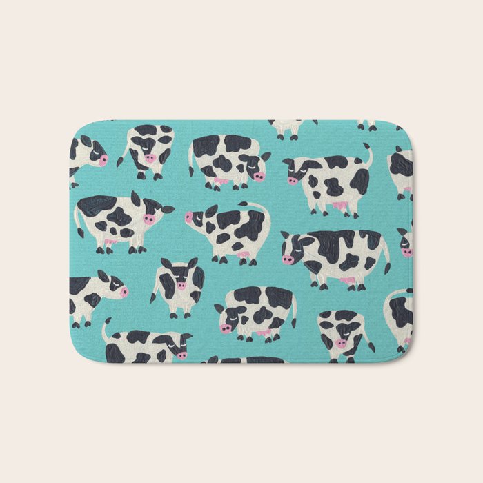 Cow Collection - Turquoise Bath Mat Gallery Image 1