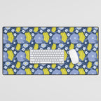 Geometric flowers in green and gray Desk Mat Gallery Image 1