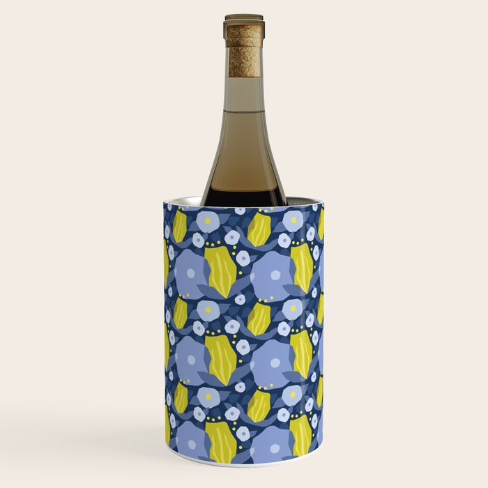 Geometric flowers in green and gray Wine Chiller Gallery Image 1