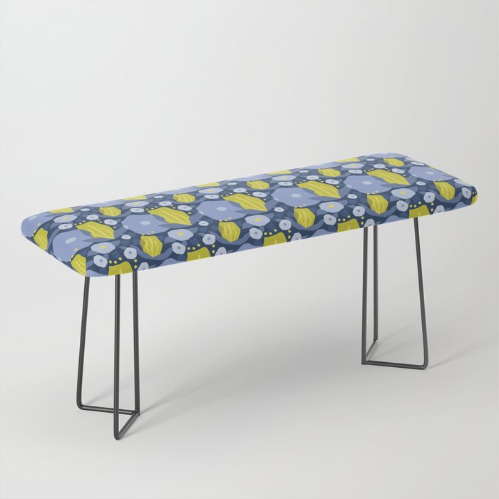 Geometric flowers in green and gray Bench Gallery Image 1