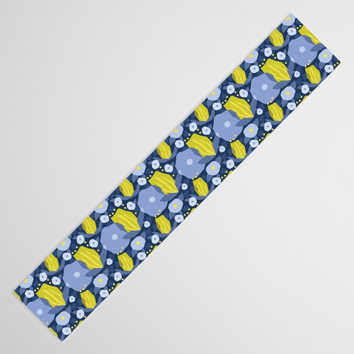 Geometric flowers in green and gray Table Runner Gallery Image 3