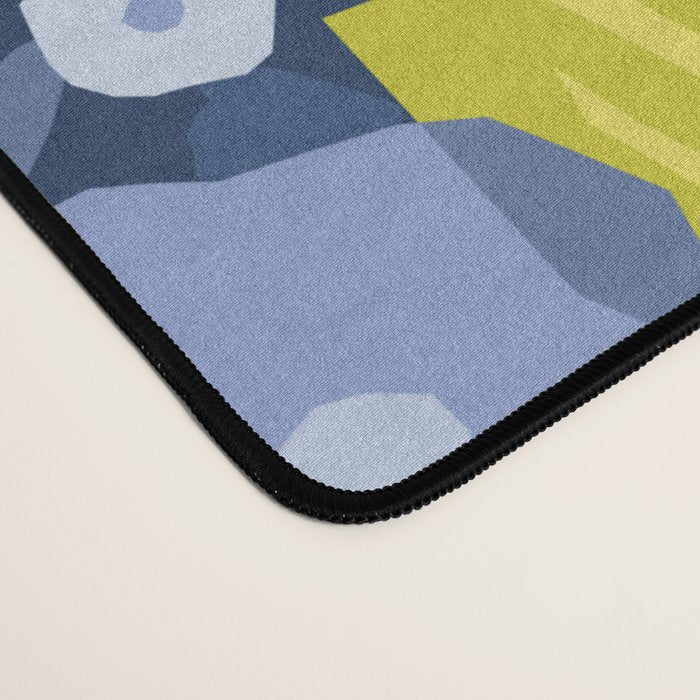 Geometric flowers in green and gray Desk Mat Gallery Image 4
