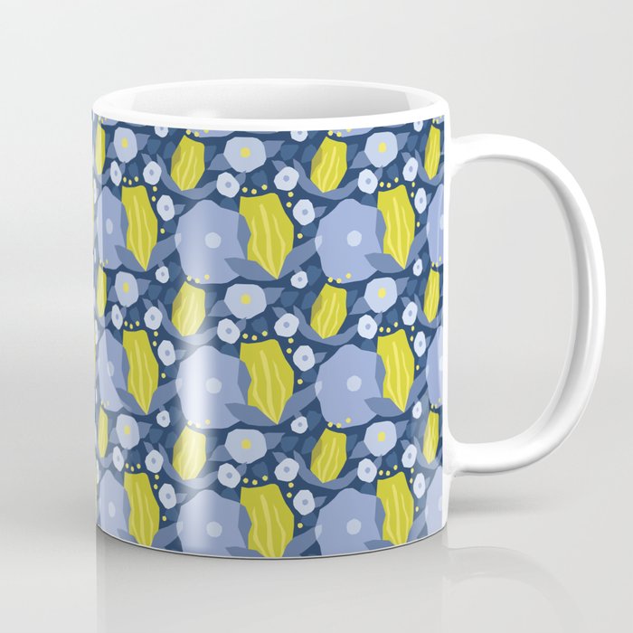 Geometric flowers in green and gray Coffee Mug Gallery Image 1