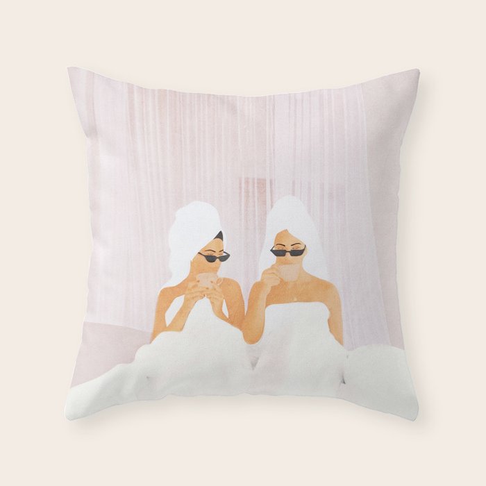 Morning with a friend Throw Pillow Gallery Image 1