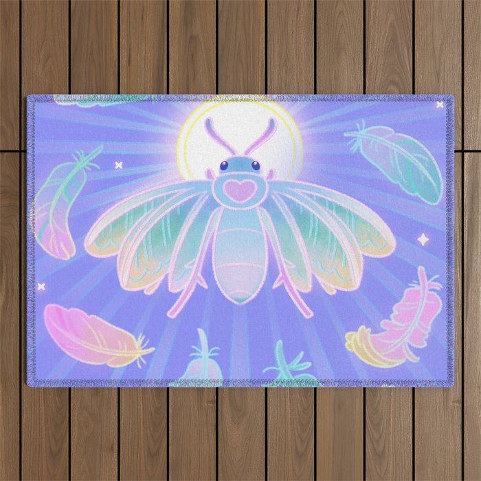 White plume moth Outdoor Rug Gallery Image 1