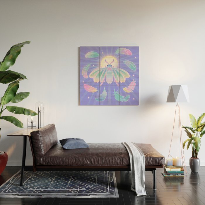 White plume moth Wood Wall Art Gallery Image 2