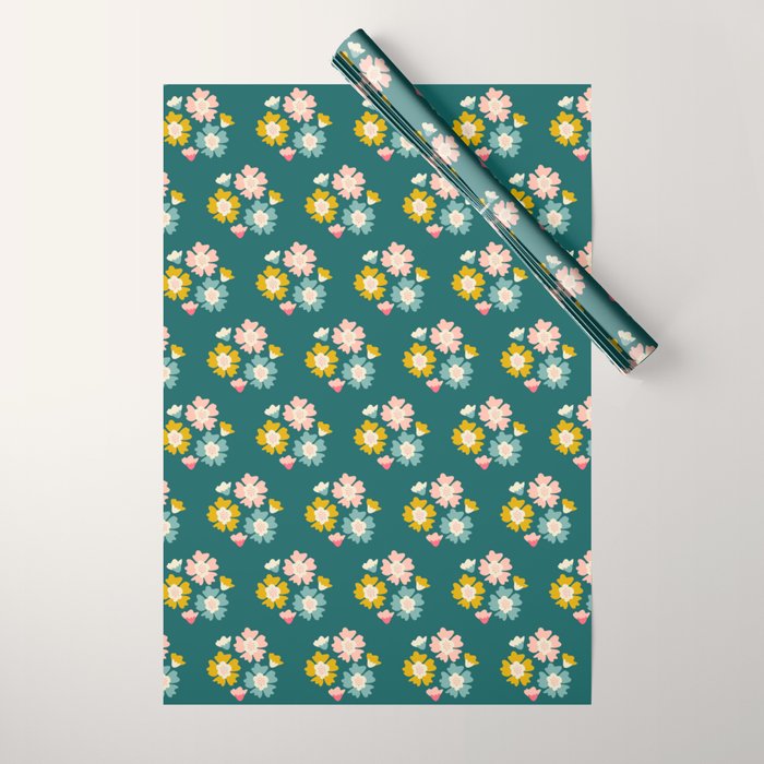 Blooming Flower - Green  Wrapping Paper Gallery Image 1
