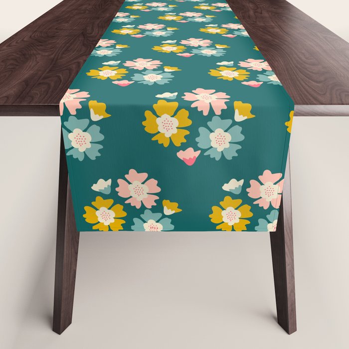 Blooming Flower - Green  Table Runner Gallery Image 1
