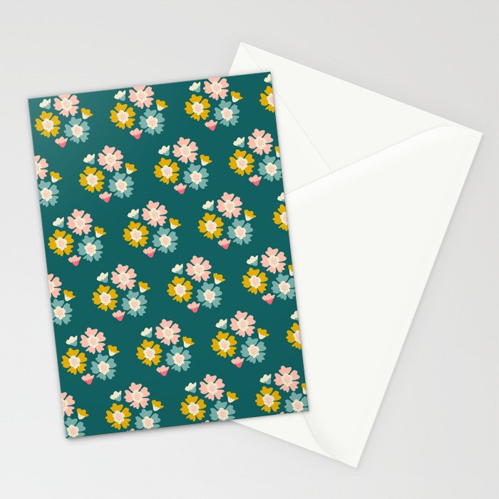 Blooming Flower - Green  Stationery Card Gallery Image 2