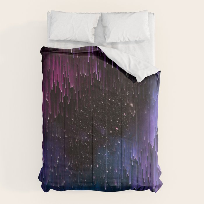 Ultra Violet Glitch Galaxy Comforter Gallery Image 6