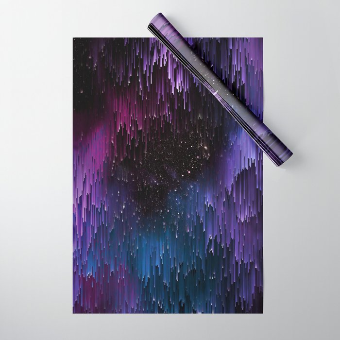 Ultra Violet Glitch Galaxy Wrapping Paper Gallery Image 1