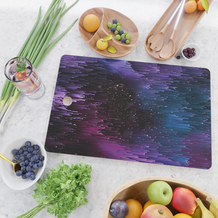 Ultra Violet Glitch Galaxy Cutting Board Gallery Image 2