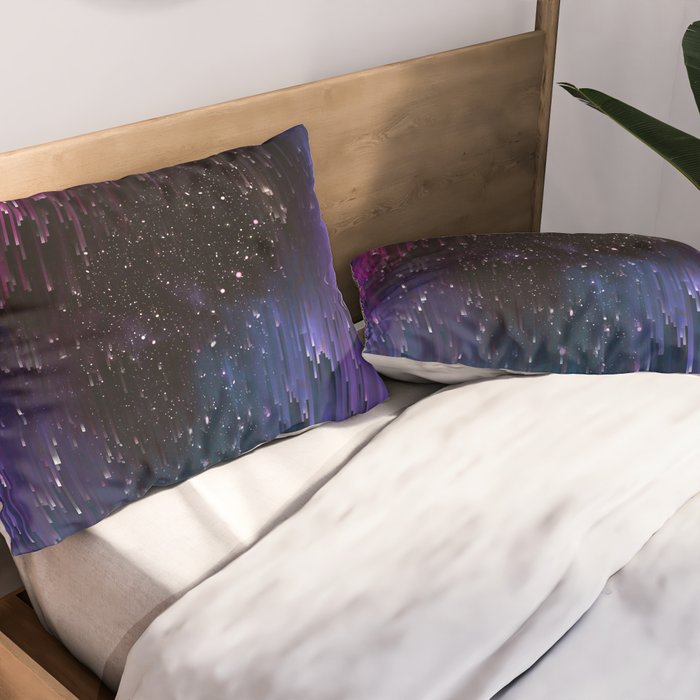 Ultra Violet Glitch Galaxy Pillow Sham Gallery Image 2