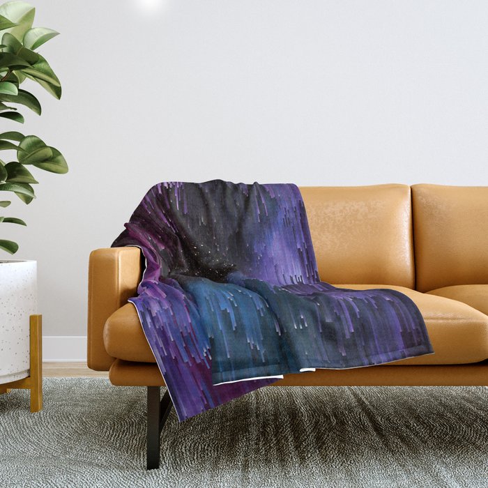Ultra Violet Glitch Galaxy Throw Blanket Gallery Image 1